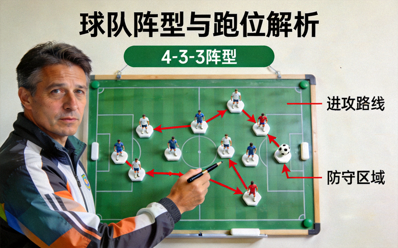 足球战术分析板 - 教练正在讲解球队阵型和跑位路线